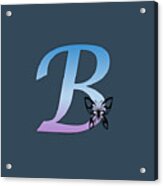 Butterfly Silhouette On Monogram Letter B Gradient Blue Purple Acrylic Print