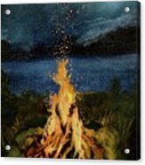 Campfire On Lac Kipawa Acrylic Print