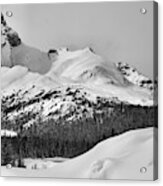 Canadian Rockies Winter Peak Black And White Acrylic Print