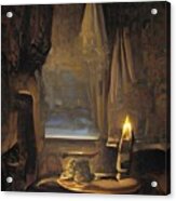 Candle In A Window Vintage Still Life Acrylic Print