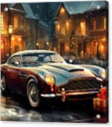 Car 544 Vehicles Aston Martin Vantage Vintage With A Christmas Tree And Some Christmas Gifts Acrylic Print