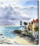 Cascais Lighthouse At Low Tide Acrylic Print