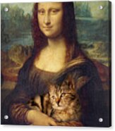 Cat Portrait With Mona Lisa Acrylic Print