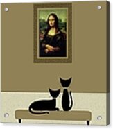 Cats Admire The Mona Lisa Acrylic Print