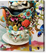 Cats In A Cup 2 Ginette In Wonderland  Decorative Art Acrylic Print