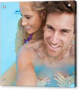 Caucasian Couple Together In Swimming Pool Acrylic Print