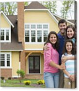Caucasian Family Smiling Outside House Acrylic Print