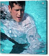 Caz In The Pool, Suited Acrylic Print