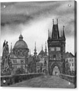 Charles Bridge Czech Republic Prague In Gray Acrylic Print