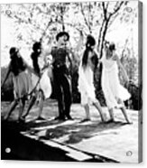 Charlie Chaplin Frolicking With Dancing Nymphs Acrylic Print