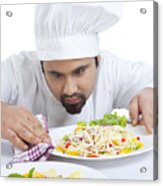 Chef Cleaning Side Of Plate Acrylic Print