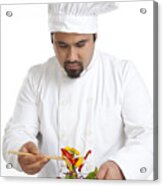 Chef Looking At Vegetables In Bowl Acrylic Print