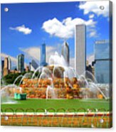 Chicago Skyline Grant Park Buckingham Fountain Acrylic Print