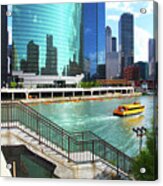Chicago Skyline River Boat Acrylic Print