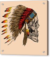 Chief Headdress On Human Skull Native American Art Acrylic Print