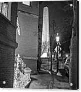 Christmas Eve In Charlestown Massachusetts Bunker Hill Memorial Black And White Acrylic Print
