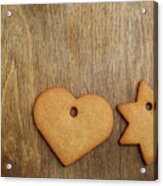 Christmas Gingerbread Cookie Over Wooden Table Acrylic Print