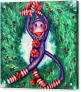 Christmas Sock Monkey Elf Acrylic Print