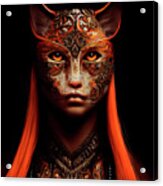 Citrine The Cat Warrior Woman Acrylic Print