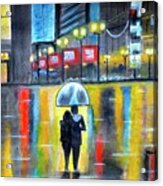 City Romance In The Rain Valentine Gift Art Acrylic Print