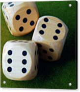 Closeup Of The Dices On Green Table Acrylic Print