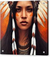 Closeup  Portrait  Of  Beautiful  Native  American  Wom  44777eb4  86ef  451e  8412  15e4cf2e6574 Acrylic Print