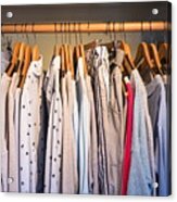 Clothes On Rail In Shop, Close-up Acrylic Print