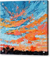 Cloudscape Orange Sunset Over And Open Field Acrylic Print