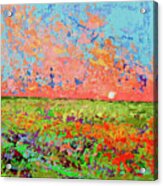 Cloudscape Vanilla Sunset On A Bed Of Blooms Painting Acrylic Print
