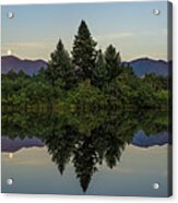 Coffin Pond Moonrise Panorama Acrylic Print