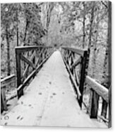 Cofrin Memorial Arboretum Walkway Bridge In Snow Acrylic Print