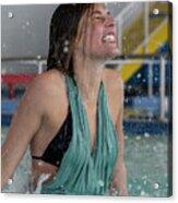 Cold Smile As Water Poring Over Model Acrylic Print