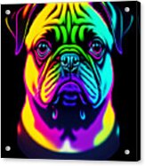 Colorful Rainbow Pug Acrylic Print
