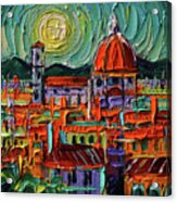 Colorful Rooftops Of Firenze Miniature Oil Painting On 3d Canvas Mona Edulesco Acrylic Print