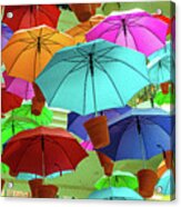 Colorful Umbrellas In Melbourne, Australia Acrylic Print