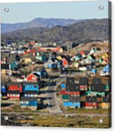 Colorful Wooden Houses In A Mountaineous Nordic Region Acrylic Print