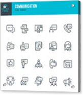 Communication - Thin Line Vector Icon Set. Pixel Perfect. Editable Stroke. The Set Contains Icons: Speech Bubble, Communication, Application Form, Contact Us, Blogging, Community. Acrylic Print