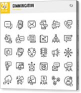 Communication - Thin Line Vector Icon Set. Pixel Perfect. The Set Contains Icons: Speech Bubble, Communication, Application Form, Contact Us, Blogging, E-mail, Telephone, Community. Acrylic Print