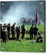 Confederates Volley Fire On Advancing Union Soldiers Acrylic Print