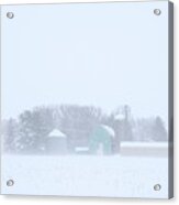Cool Pastels - Pastel Colored Farm Buildings In A Wisconsin Snowstorm Acrylic Print