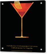 Cosmopolitan Cocktail - Classic Cocktail Print - Black And Gold - Modern, Minimal Lounge Art Acrylic Print