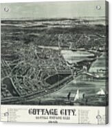 Cottage City Marthas Vineyard Vintage Map Birds Eye View 1890 Acrylic Print