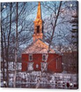 Country Church In Snow - Harrisville, Nh Acrylic Print