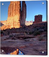 Courthouse Towers And Pool Reflection Park Avenue At Arches National Park Acrylic Print