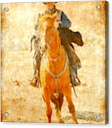 Cowboy Helps Calf Acrylic Print