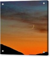 Crescent Moon At Sunset Acrylic Print