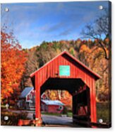 Crossing The Bridge To Autumn Acrylic Print