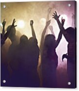 Crowd Of People At Concert Waving Arms In The Air Acrylic Print