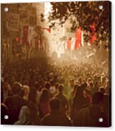 Crowds Of Shoppers On Istiklal Avenue In The Centre Of Istanbul, Turkey Acrylic Print
