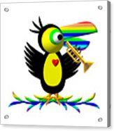 Cute Critters With Heart Toucan And Trumpet Acrylic Print